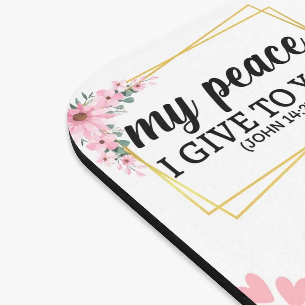 Collage Scripture Verse Mouse Pad, Christian Floral Desk Mat